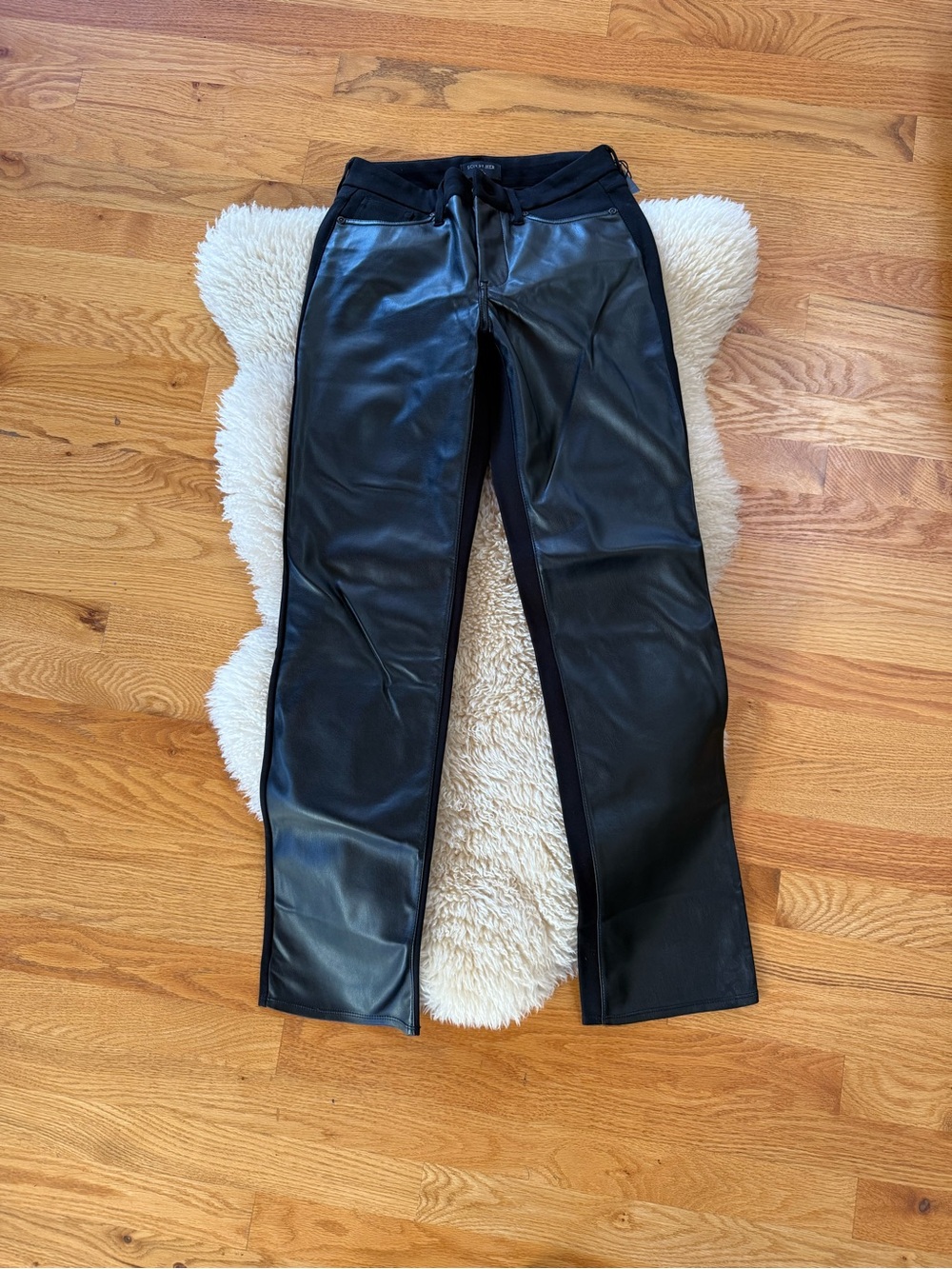 NYDJ Black Faux Leather Straight Leg Pants